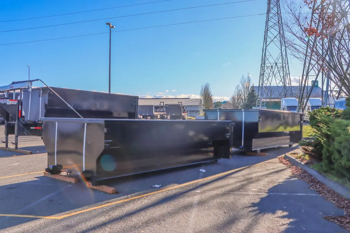 Roll-off dumpster ready for waste disposal at job site for Yard Waste Dumpster Rental in Oakton